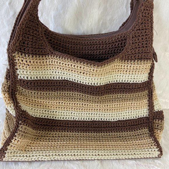 Macrame crochet style 2 handle strap shoulder purse BoHo Chic - Picture 4 of 10